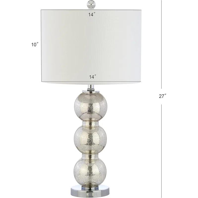 Rosdorf Park Led Table Lamps Set Of 2 - Contemporary Triple Glass Sphere Design, Mercury Silver/Chrome Finish