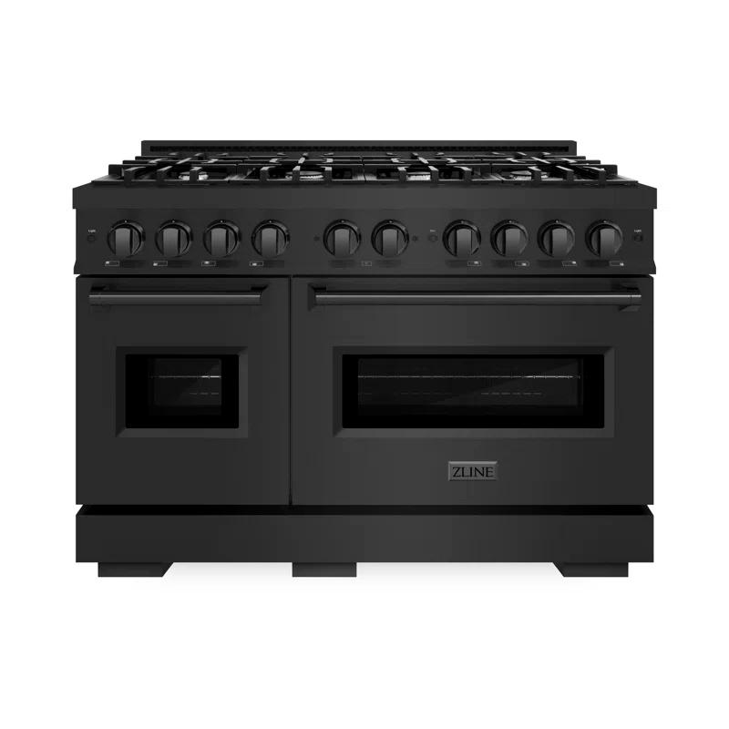 ZLINE CGRB-48 ZLINE 48 in. 6.7 cu. ft. Classic Double Oven Gas Range W/ 8 Burner Cooktop in Black Stainless Steel (CGRB-48)