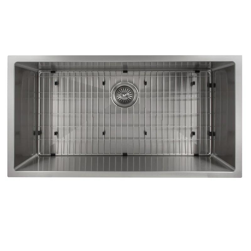 ZLINE SRS-36 ZLINE 36 in. Meribel Undermount Single Bowl Stainless Steel Kitchen Sink W/ Bottom Grid (SRS-36)