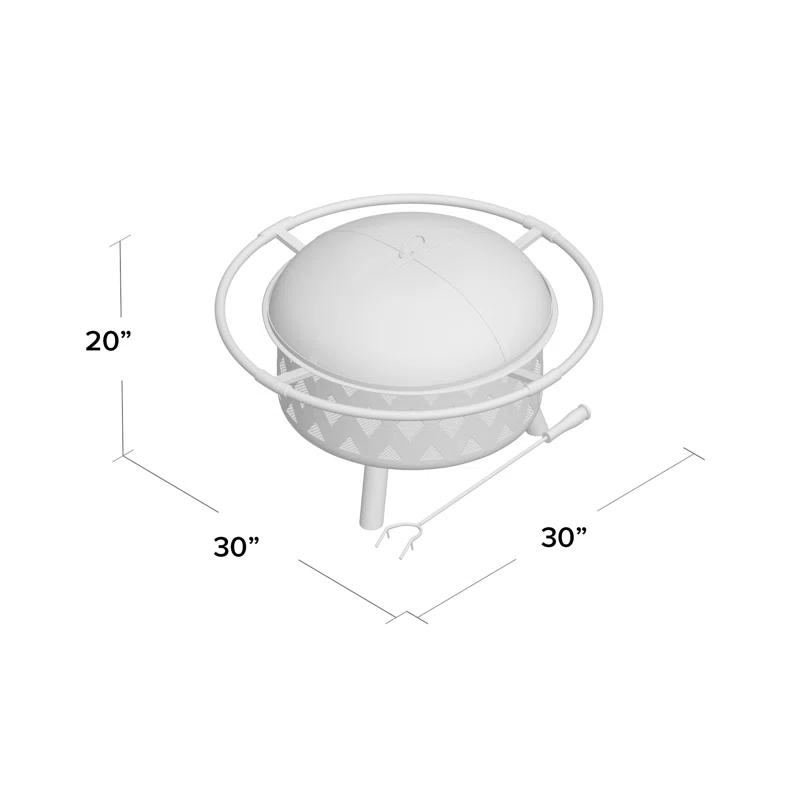 Alcott Hill® Mast Round Wood-Burning Bronze Finish Crossweave Fire Pit with Screen and Poker