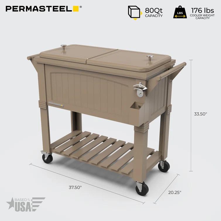 Permasteel 80 Qt. Furniture Style Rolling Patio Cooler