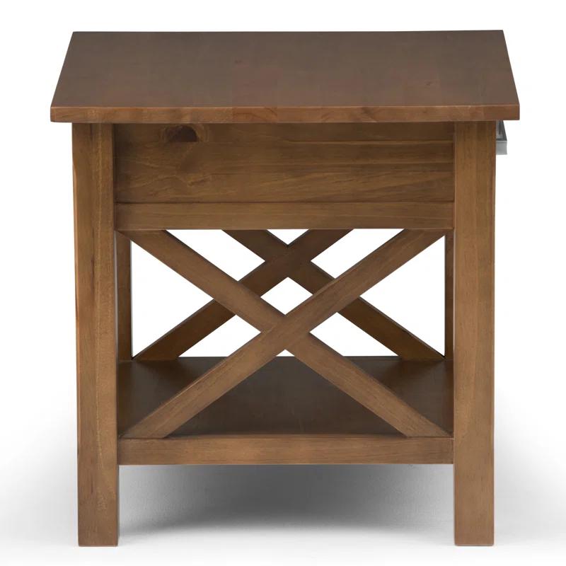 Simpli Home Kitchener 21"W Solid Mango Wood Square End Table with Storage Drawer