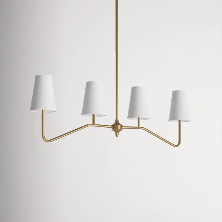 Kelly Clarkson Home Diana 4 - Light Kitchen Island Linear Pendant in Natural Brass