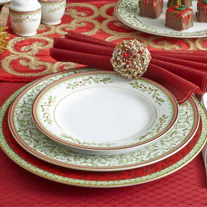 Mikasa Mikasa Holiday Tradition 16-Piece Porcelain Dinnerware Set, Service for 4