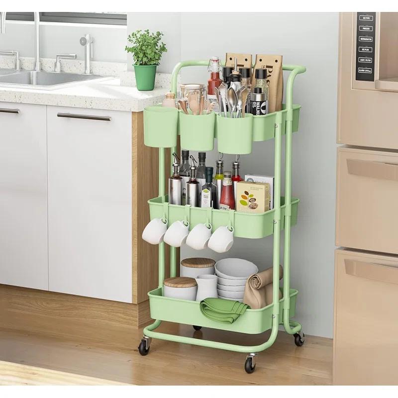 Granij 3-Tier Rolling Mobile Utility Cart Multifunctional Organizer Storage Trolley Service Cart