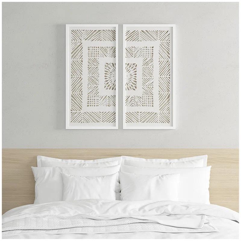 Dakota Fields Framed Geometric Rice Paper Panel Shadowbox Wall Décor (Set of 2)