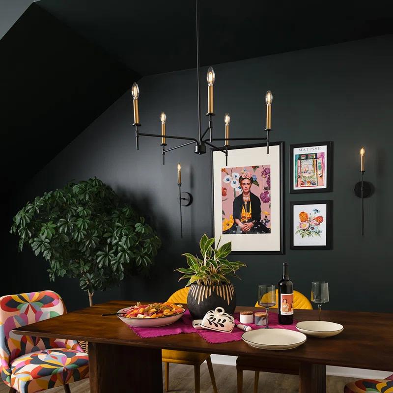 Lark Hux 5 - Light Fabric Dimmable Modern Linear Chandelier