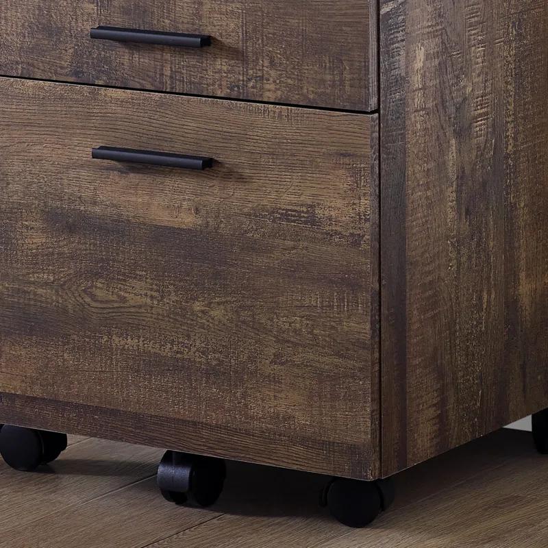 Millwood Pines File Cabinet, Rolling Mobile, Storage Drawers, Printer Stand, Office, Work, Brown Laminate, Contemporary, Modern