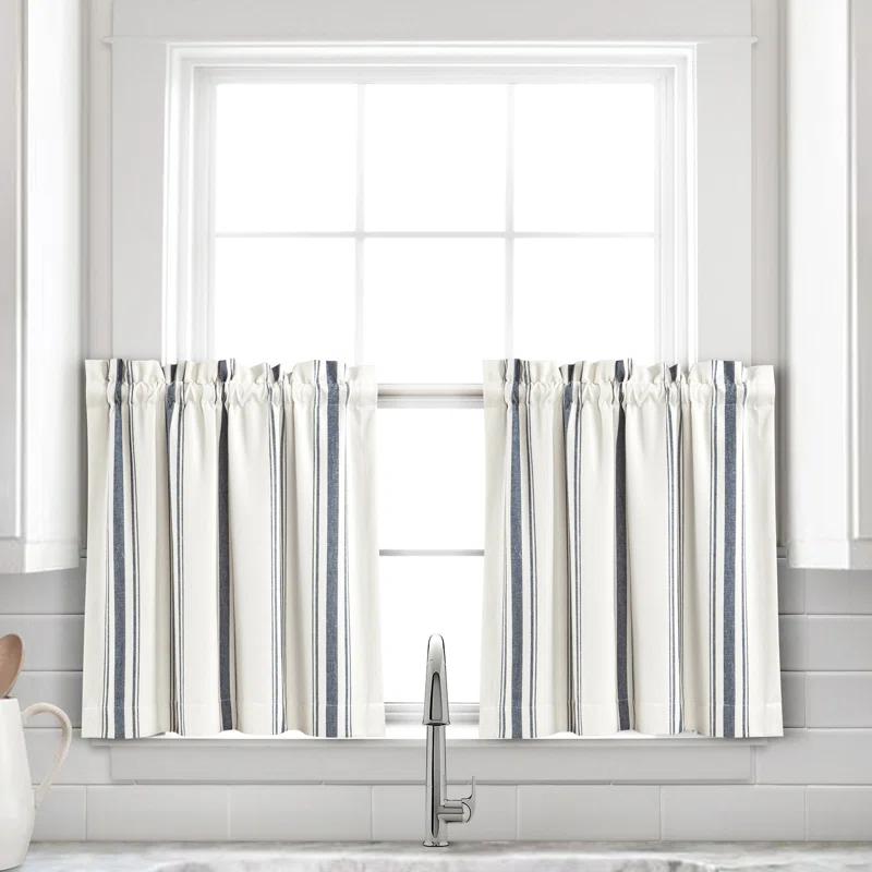 Lush Decor Farmhouse Stripe Striped Ruffled 52'' W Window Valance