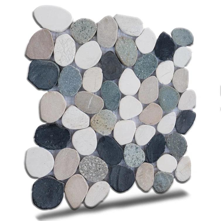 b.o.i Hawaii 12" x 12" Natural Stone Pebbles Mosaic Wall & Floor Tile