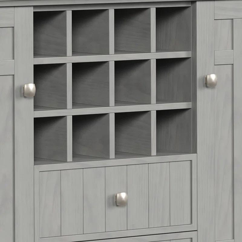 Simpli Home Bedford 54"W Solid Wood Sideboard Buffet and Wine Rack, 2 Drawers, and 2 Cabinets