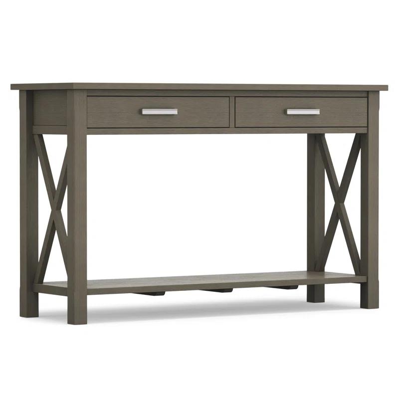 Simpli Home Kitchener 47"W Solid Wood Contemporary Storage Console Table with 2 Drawers and Bottom Storage Shelf