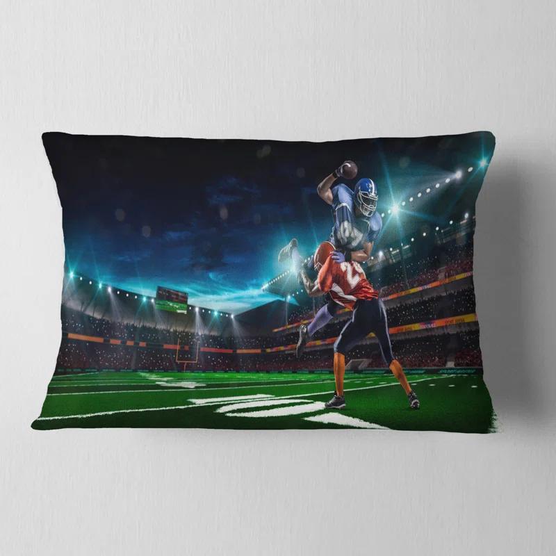 Design Art American Football Player - Sports Printed Throw Pillow