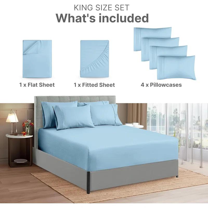 CGK Linens 6 Piece Extra Deep Pocket Ultra Soft & Cooling Sheet Set