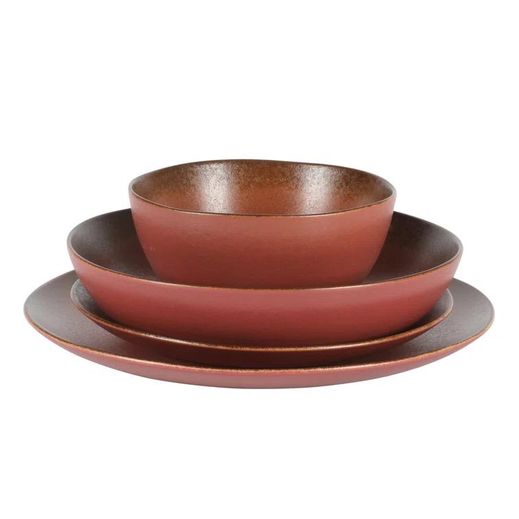 bloomhouse Palermo Sun 16 Piece Stoneware Reactive Glaze Plates and Bowls Dinnerware Set