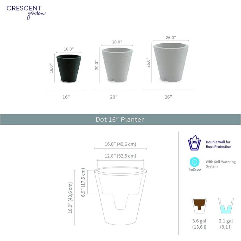 Crescent Garden Self-Watering Dot TruDrop Plastic Pot Planter