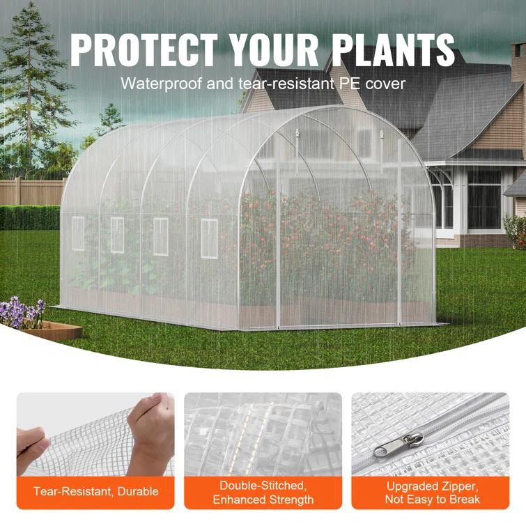 VEVOR Walk-in Tunnel Greenhouse Galvanized Frame PE Cover