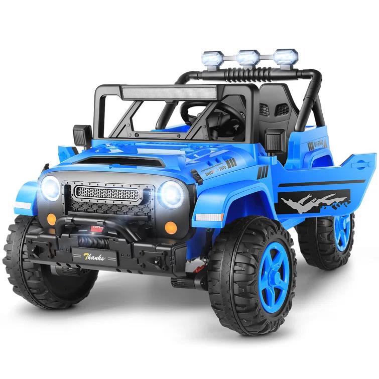 Ancheer 24V 4WD//2WD Ride On Jeep Truck,2 Seater Kids UTV With 4X200w Powerful Engine,Remote Control,Bluetooth,20 Wide Seat,Vehicles for Kids Toddlers