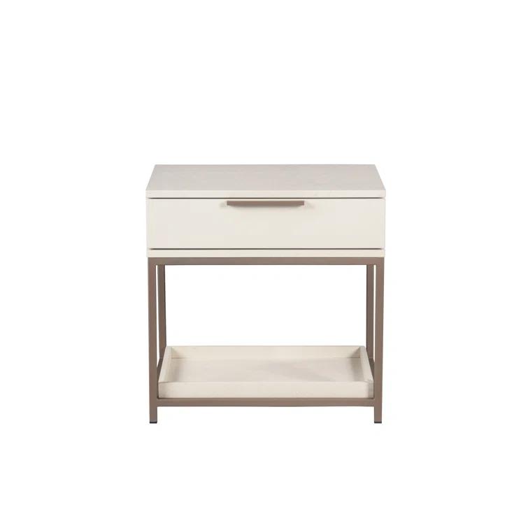 Transitional Rebel 23.5" Cream Oak Wood 1-Drawer Nightstand