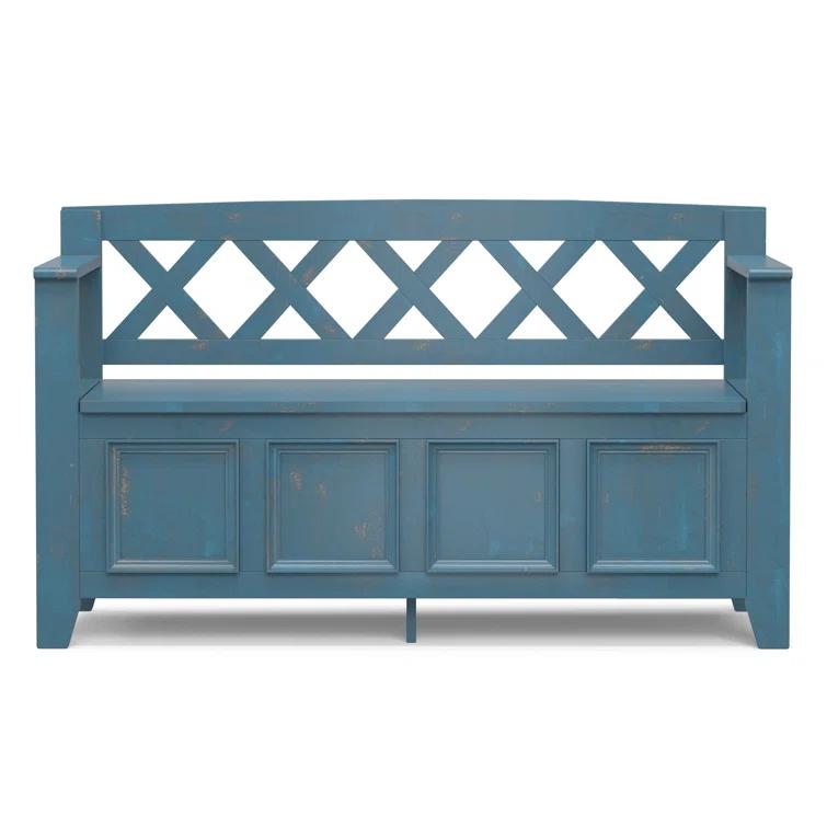 Simpli Home Amherst 48"W Solid Wood Entryway Storage Bench with Lift-Top Lid and Dual Compartments
