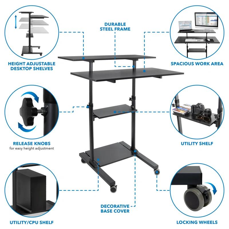 Mount-it Adjustable Metal Base Standing Desk Converter