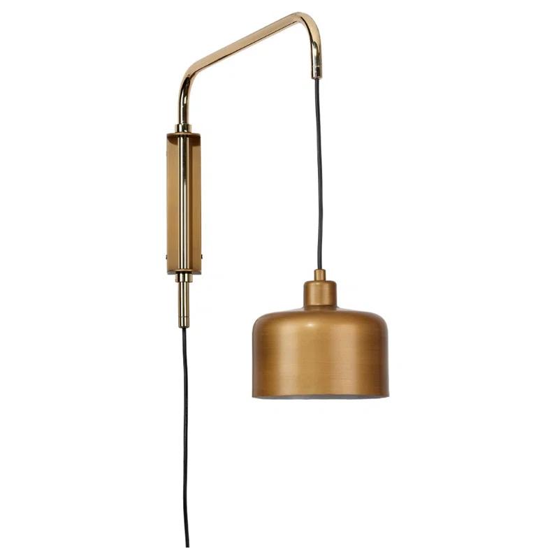 Jamie Young Company Jeno Solid Brass Plug-in Swing Arm Sconce