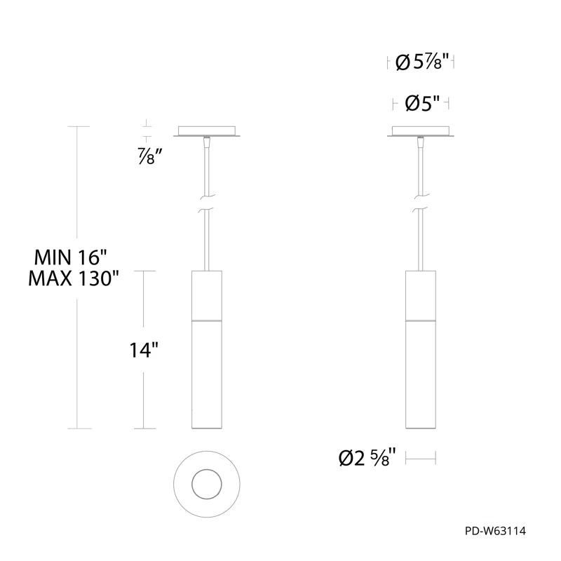 dweLED Sleek 1 - Light Black LED Single Pendant