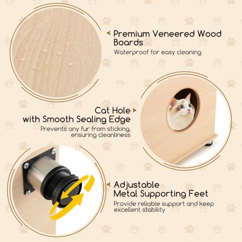 Archie & Oscar™ Archie & Oscar™ Cat Litter Box Enclosure W/ Sisal Scratching Doors Storage Adjustable Metal Feet