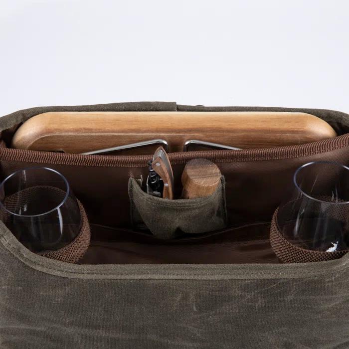 ONIVA™ Adventure Wine Tote Bag - 2 Bottle Wine Bag with Wine Glasses and Mini Table