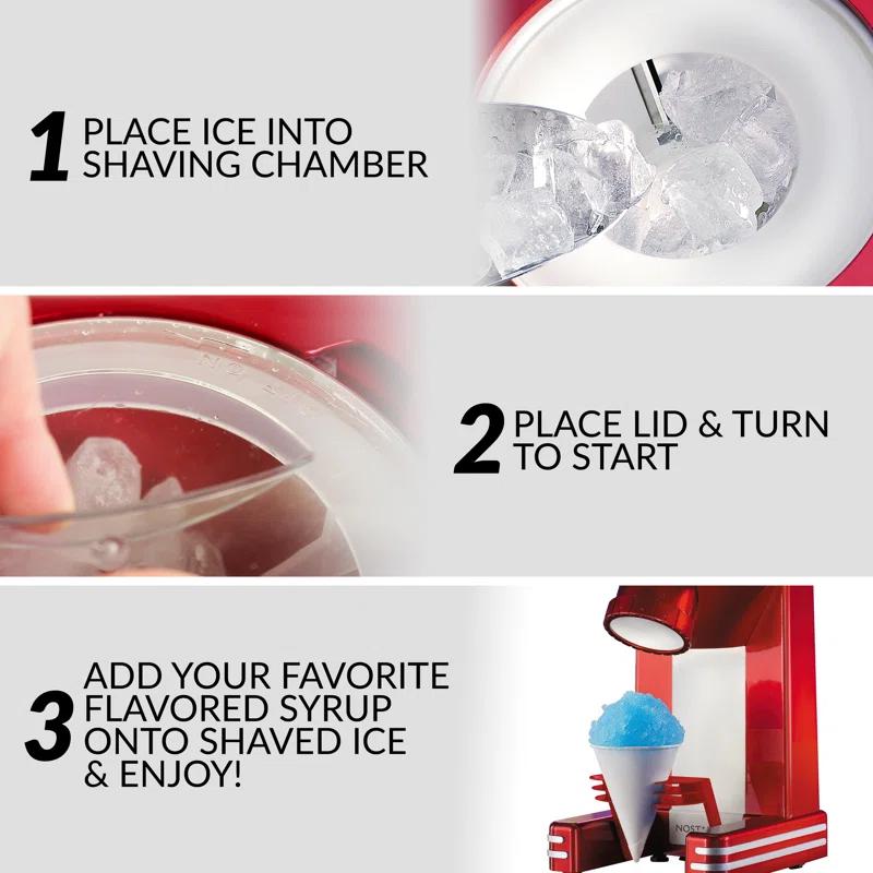 Nostalgia Nostalgia Retro Single Countertop Snow Cone Maker, Includes 1 Reusable Plastic Cup, Stainless Steel Blades