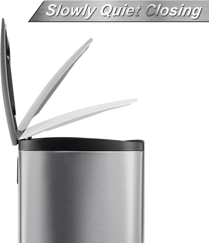 ASOPIX Kitchen Trash Can, Stainless Steel 50 Liter / 13 Gallon Garbage Can