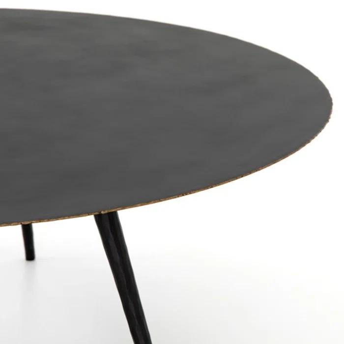 Element Collection 39" Round Black Metal Coffee Table