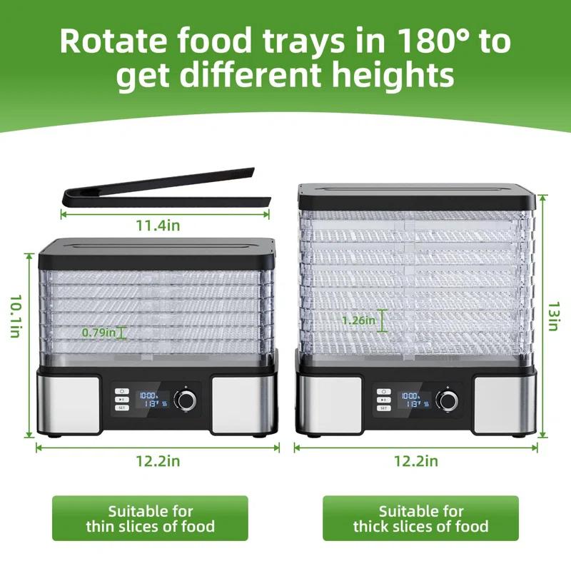 MASTER CRAFT WINDOW AND DOOR Food Dehydrator Machine Dryer For Jerky: Stainless Steel Dehydrater For Fruit Herb - Digital Food Drier For Meat Beef Dehydration