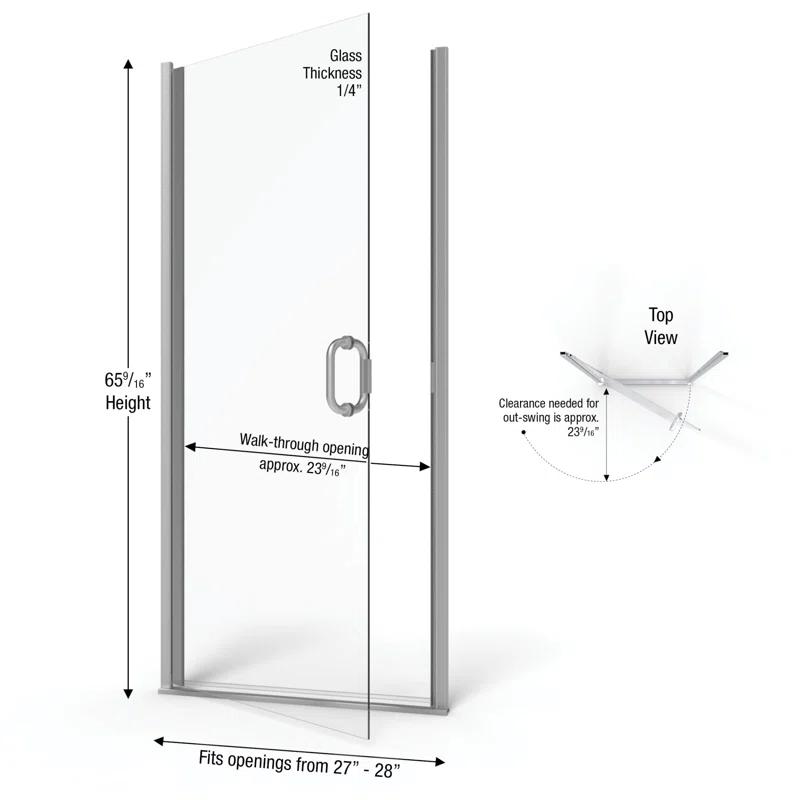 Basco INFN00A2865CLBN Infinity 28" x 65.56" Pivot Semi-Frameless Shower Door