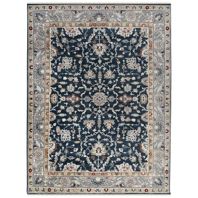 AMER Rugs Bristol Oriental Handmade Hand-Knotted Area Rug in Blue/Gray