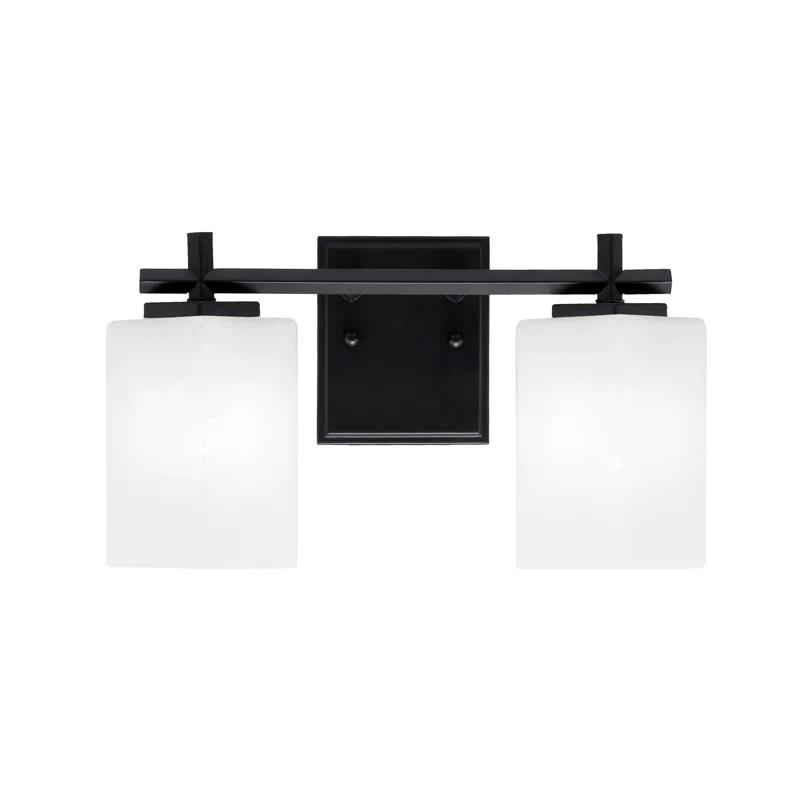 Toltec Lighting Franklin 2 Light Bath Bar With 3.5" Square White Marble Glass