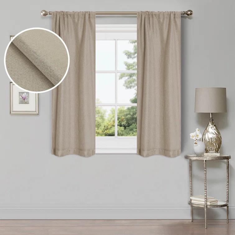 Gracie Oaks Evayah Modern Linen Inspired Classic Solid Room Darkening Curtain Panel (Set of 2)