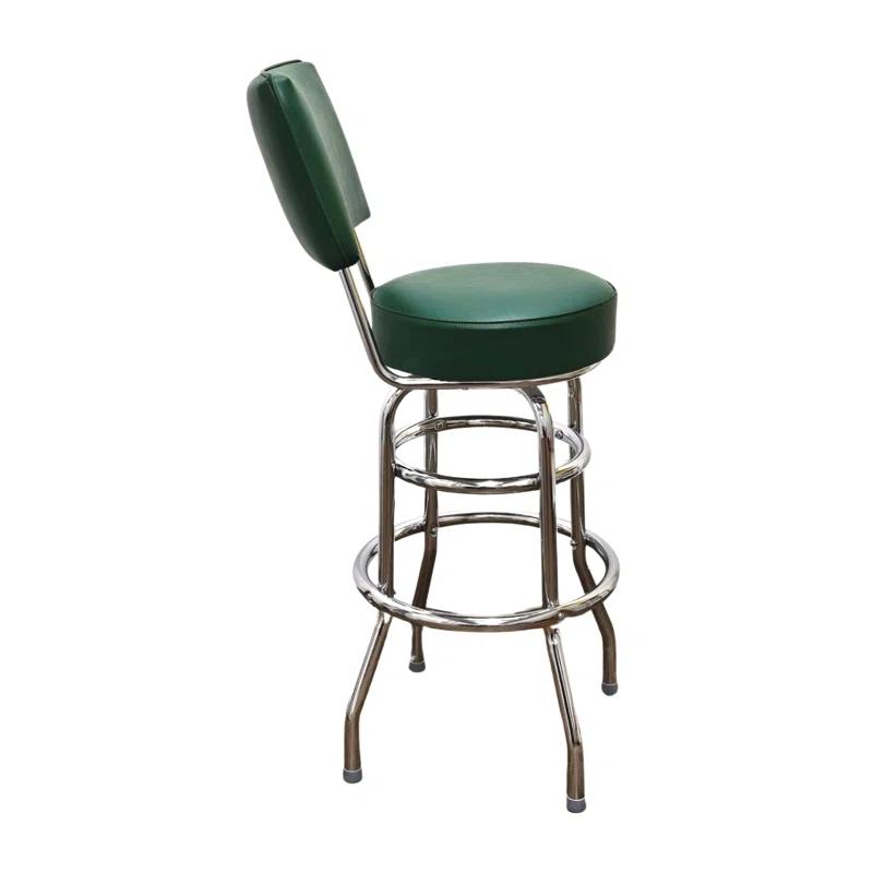 Retro Home Double Ring Upholstered Swivel Bar Stool with Back
