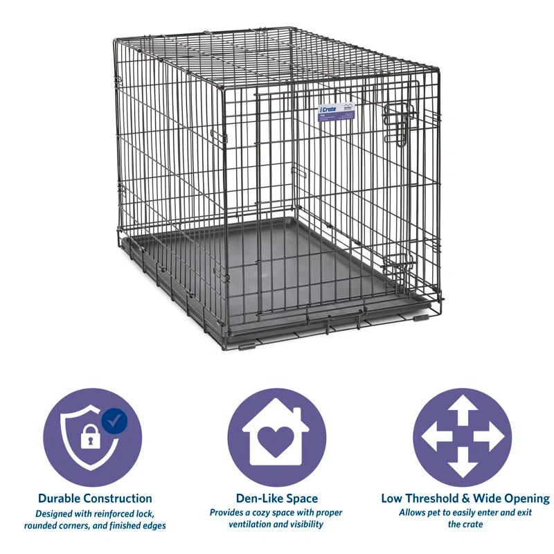 Midwest Homes For Pets MidWest Homes for Pets Newly Enhanced Single Door iCrate Dog Crate Includes Divider Panel
