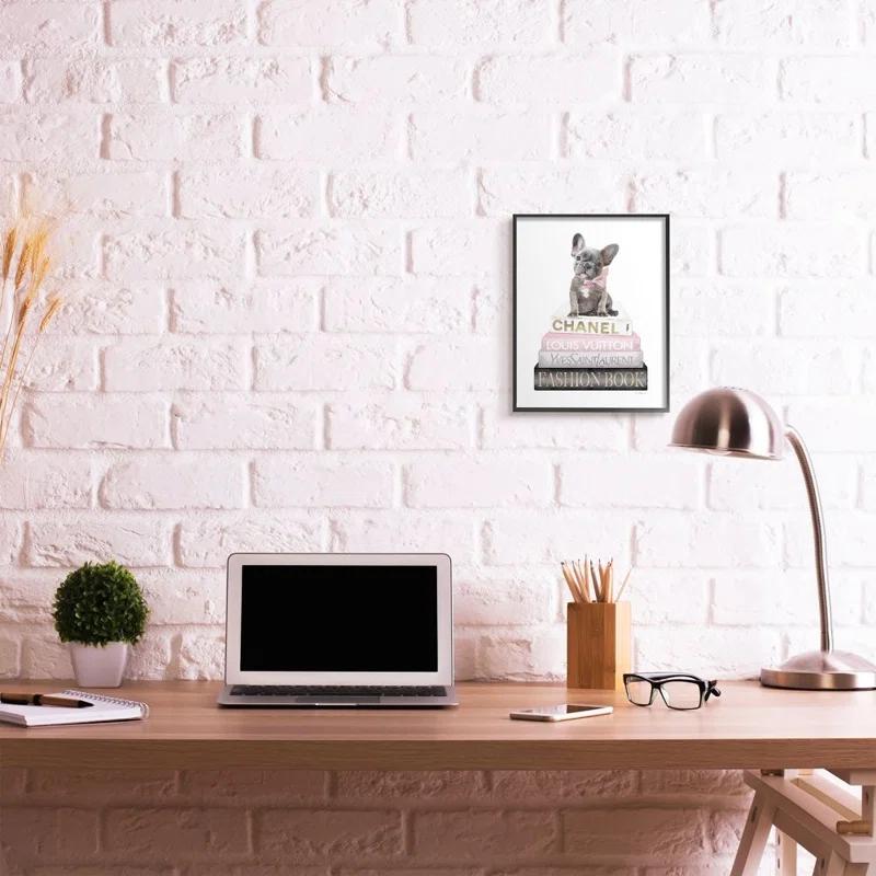 Stupell Industries " Dashing French Bulldog And Iconic Fashion Bookstack "