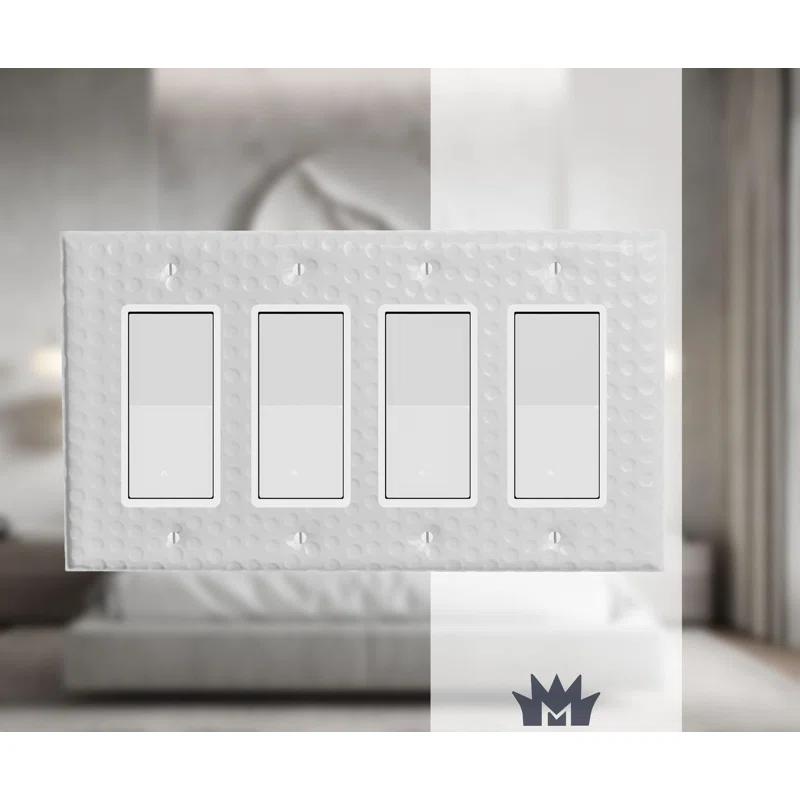 Monarch Abode Hand Hammered 4-Gang Rocker Light Switch Standard Wall Plate