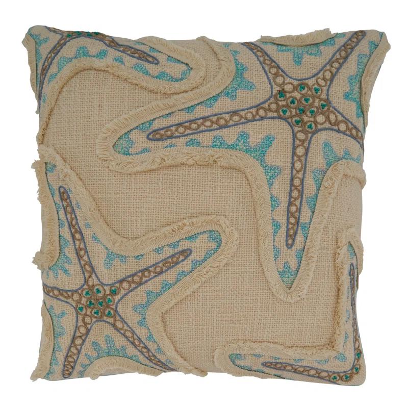 Saro Hermosa Collection Embroidered Cotton Pillow Cover