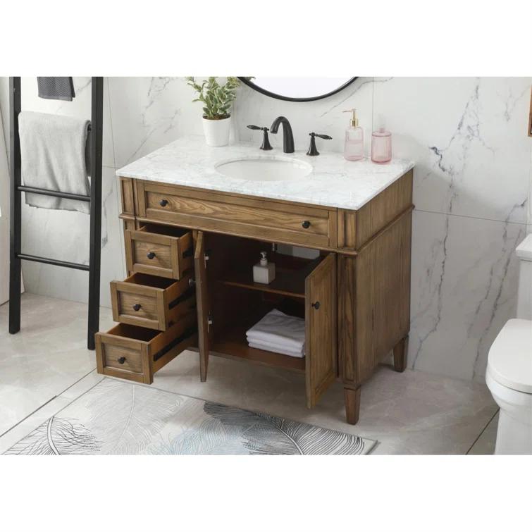 Rivers 40" Free-Standing Single Bathroom Vanity Set with Marble Vanity Top