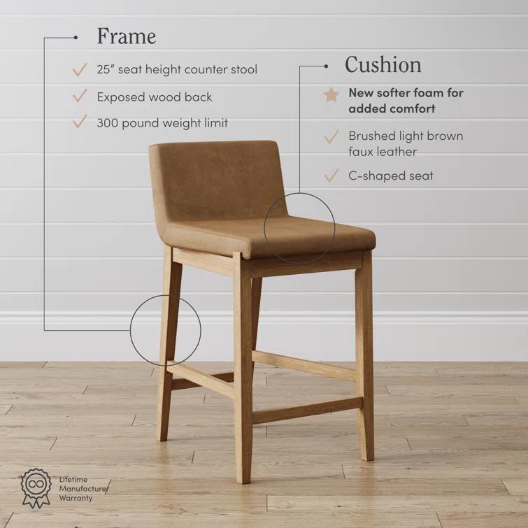Nathan James Upholstered Wooden Stool