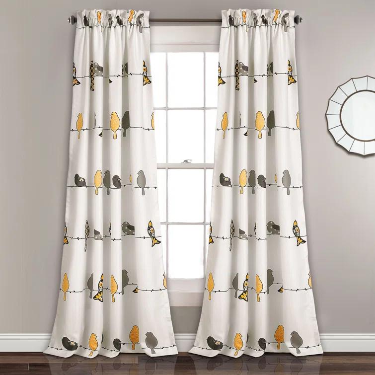 Frifoho Rowley Birds Room Darkening Thermal Rod Pocket Curtain Panels (Set of 2)