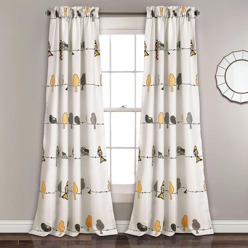 Frifoho Rowley Birds Room Darkening Thermal Rod Pocket Curtain Panels (Set of 2)