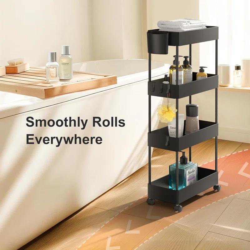 Anadea Slim Storage Cart With Wheels, Bathroom Cart Organizer Bathroom Storage Small, Rolling Cart For Bathroom, Laundry Room, Kitchen, Narrow Space