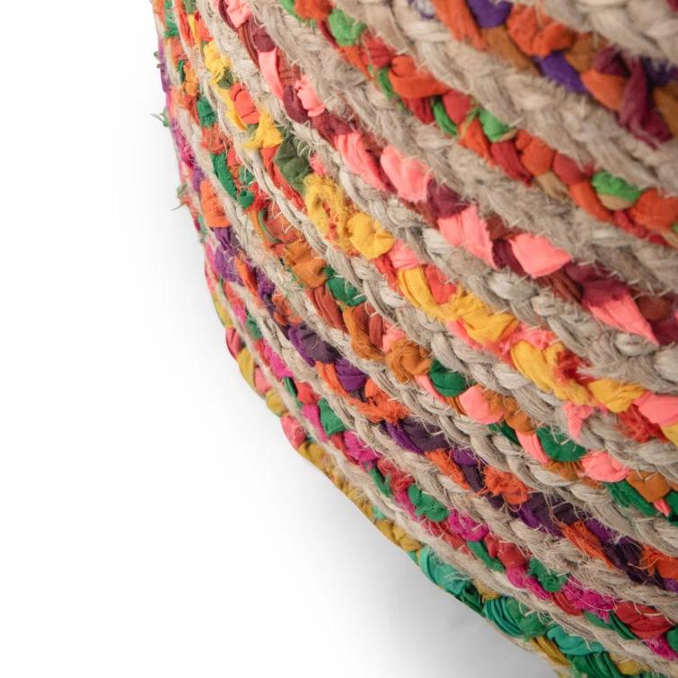 Simpli Home Margo 20"W Cotton and Jute Boho-style Pouf