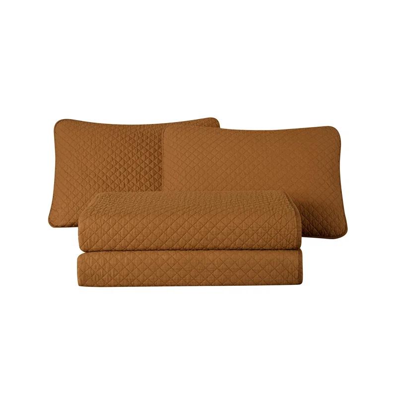 Chezmoi Collection Solid Color Cotton Quilt Cotton Quilt Set