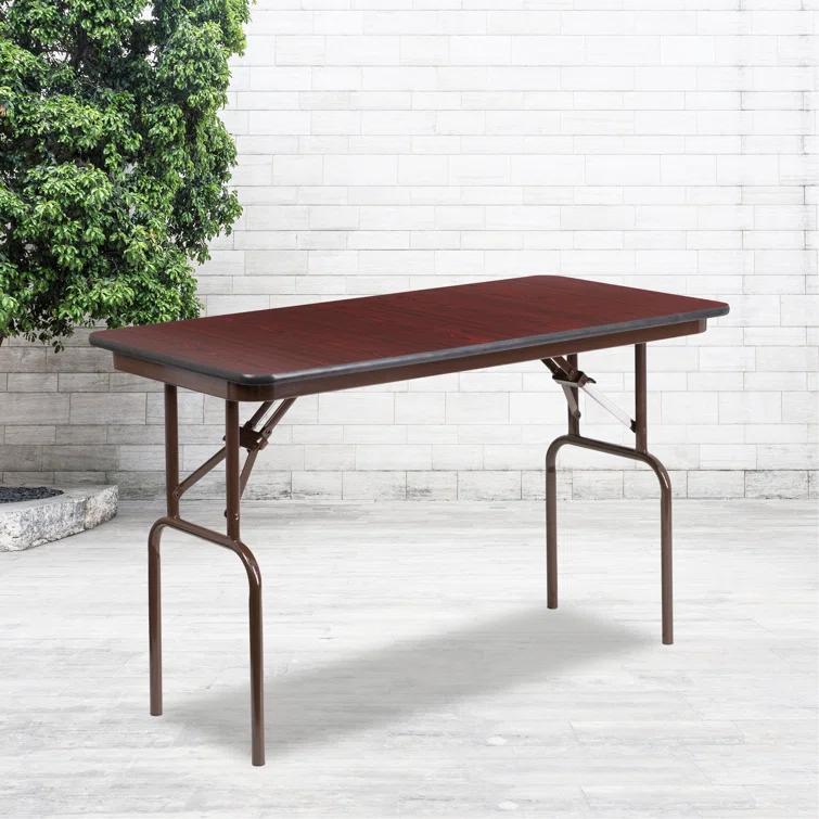 Flash Furniture Wofford 24" x 48" Rectangular Mahogany Melamine Laminate Folding Banquet Table